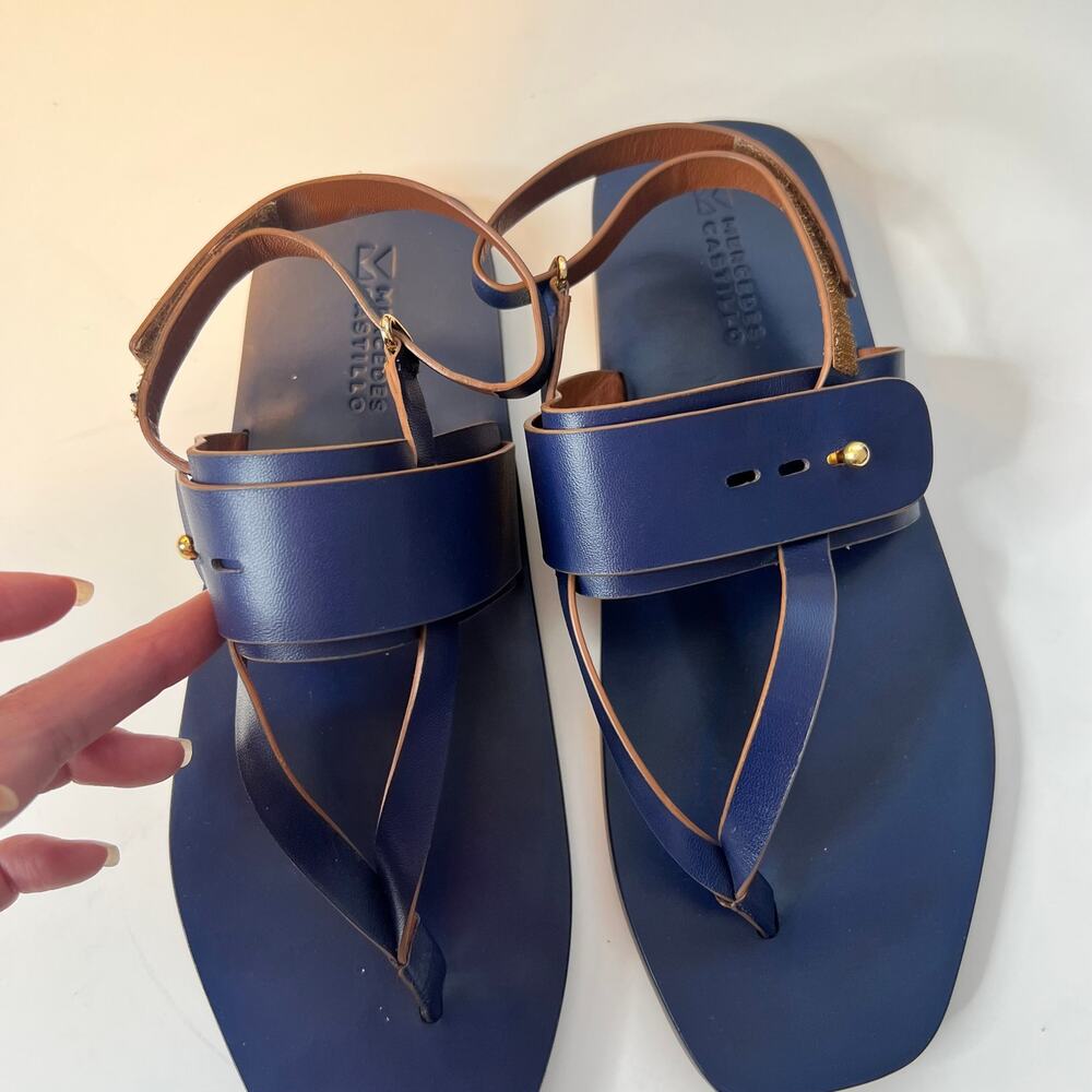 MERCEDES CASTILLO Adria Napa Thong Flat Sandals Blue 10 1/2 - Picture 3 of 8